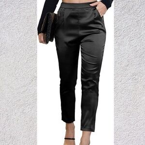 Black Satin Cropped Dress Pants Size 14/16